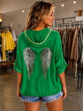 IT66. From Italy 🇮🇹 Linen Sequin Angel Wing Anorak Jacket